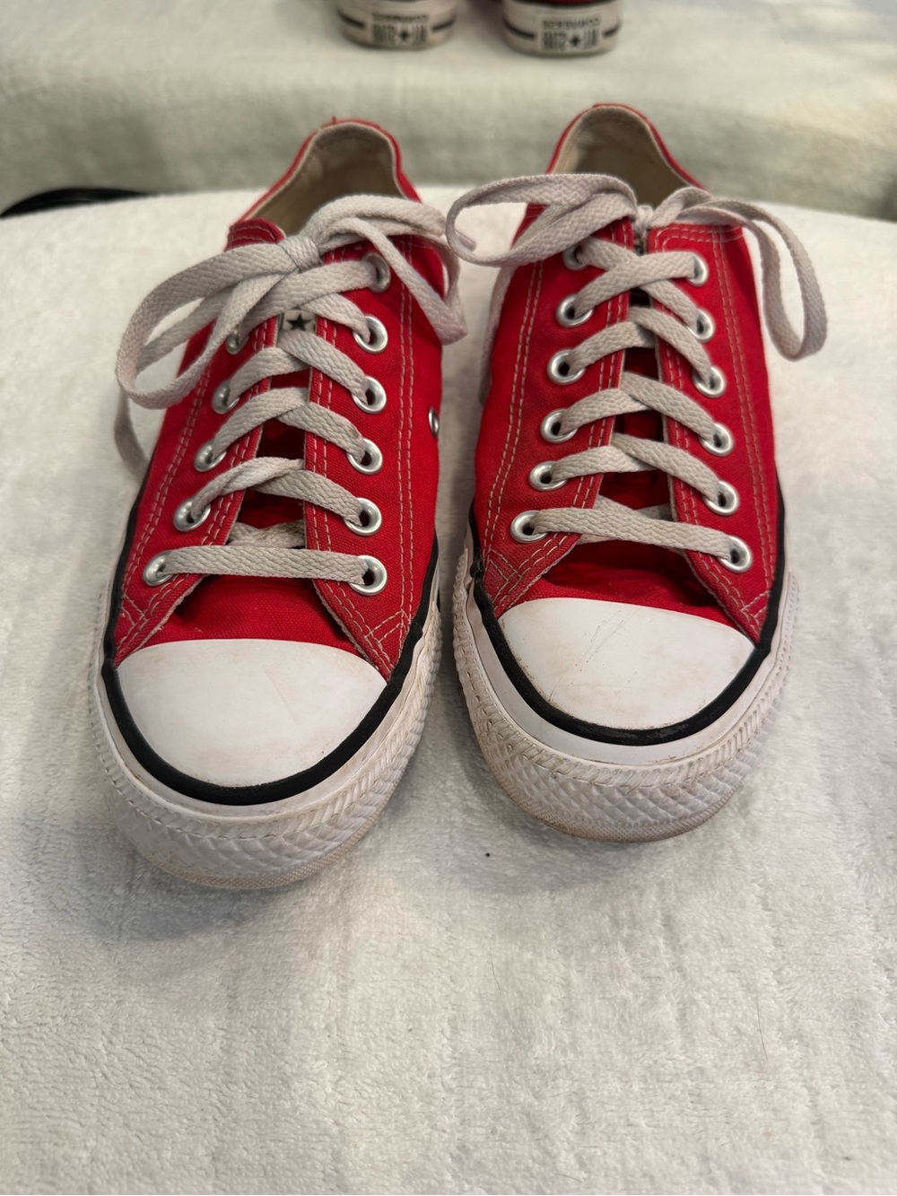 Converse Women Low Top Canvas Sneakers - Red with White Accents